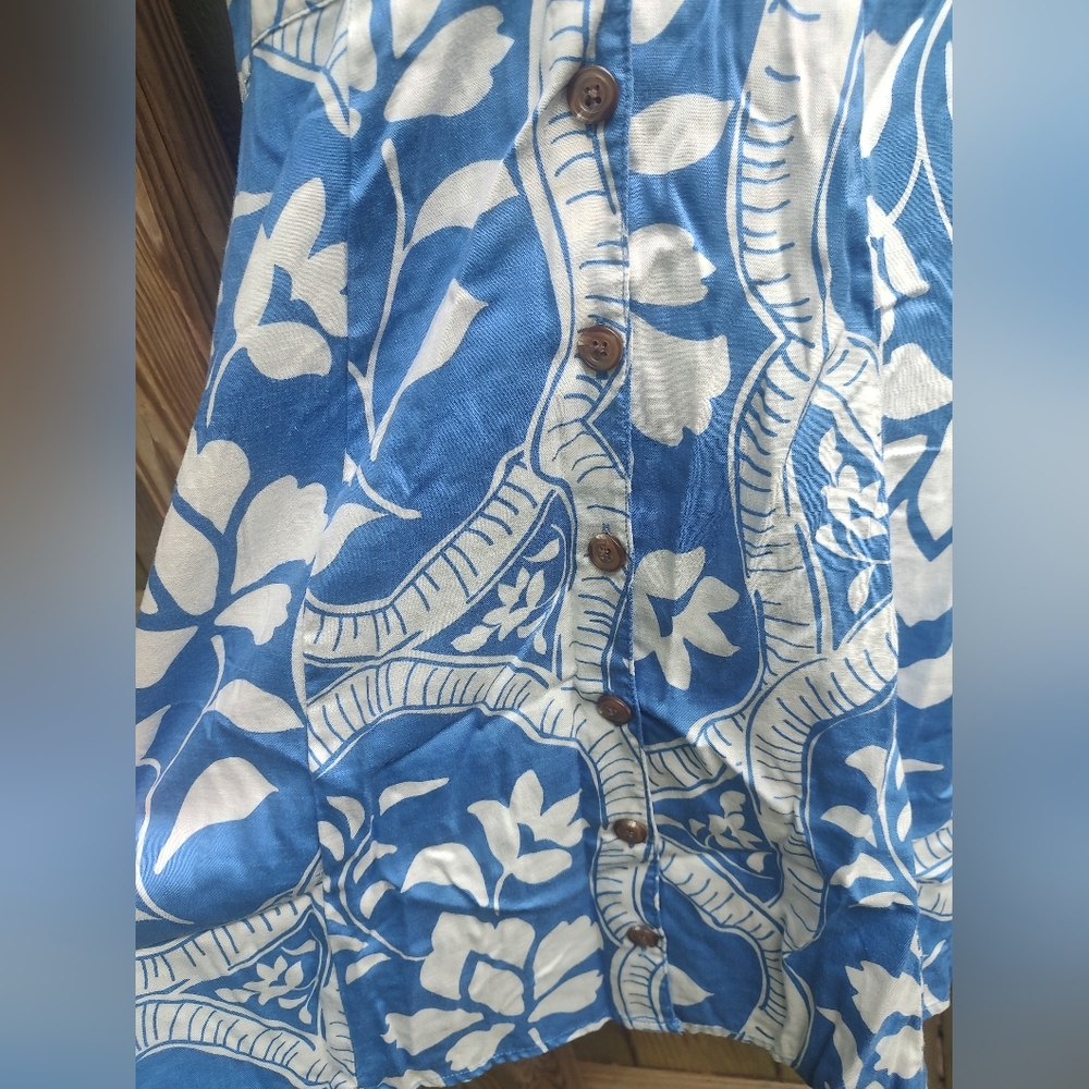 🏵️Marine Layer Floral Blue Button Down Dress - Picture 3 of 9
